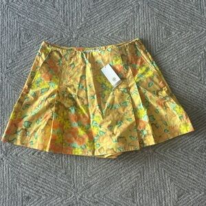 Tory Burch Floral Skater Skirt in Yellow and Green
